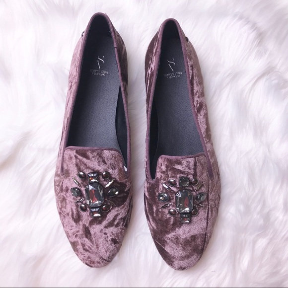 NIB Mauve crushed velvet smoking flats - Picture 2 of 7